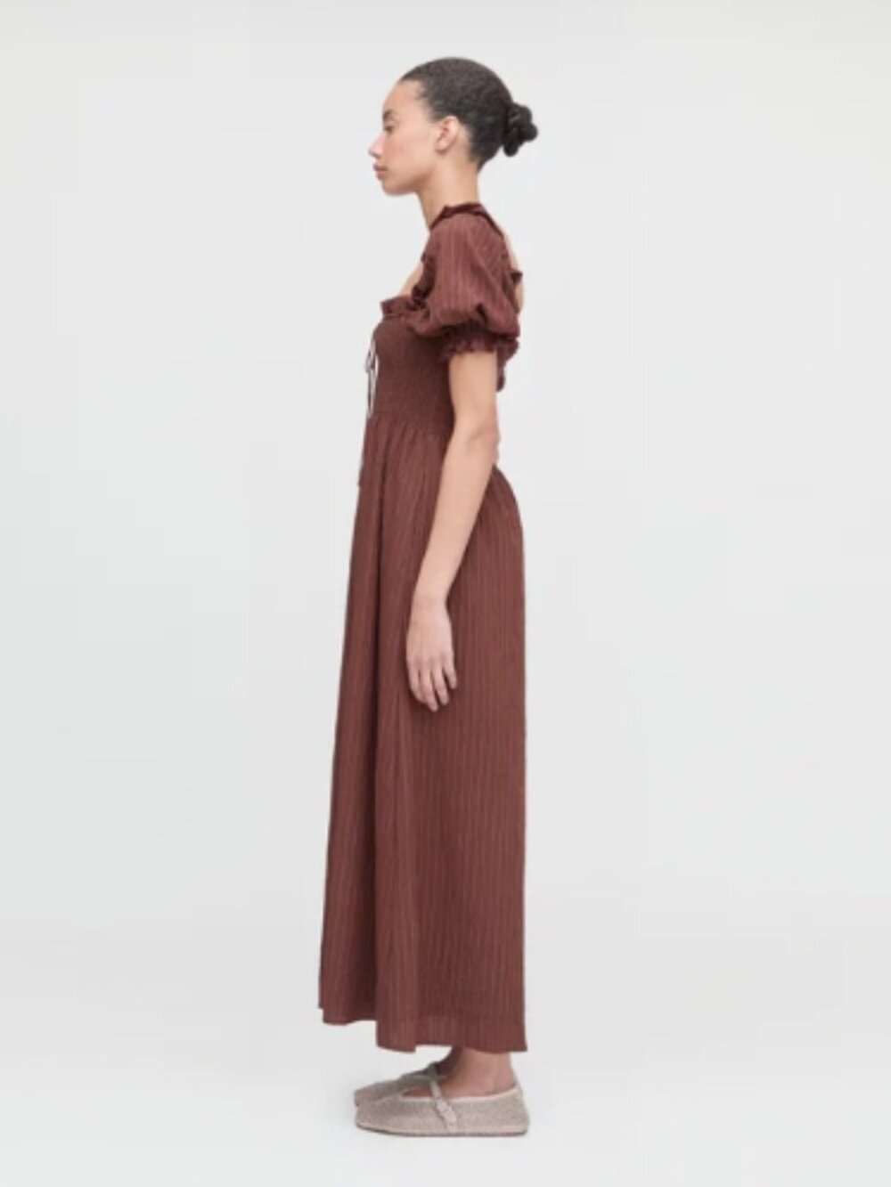 The Scarlett Nap Dress - Chocolate Tonal Seersucker - Picture 2 of 8